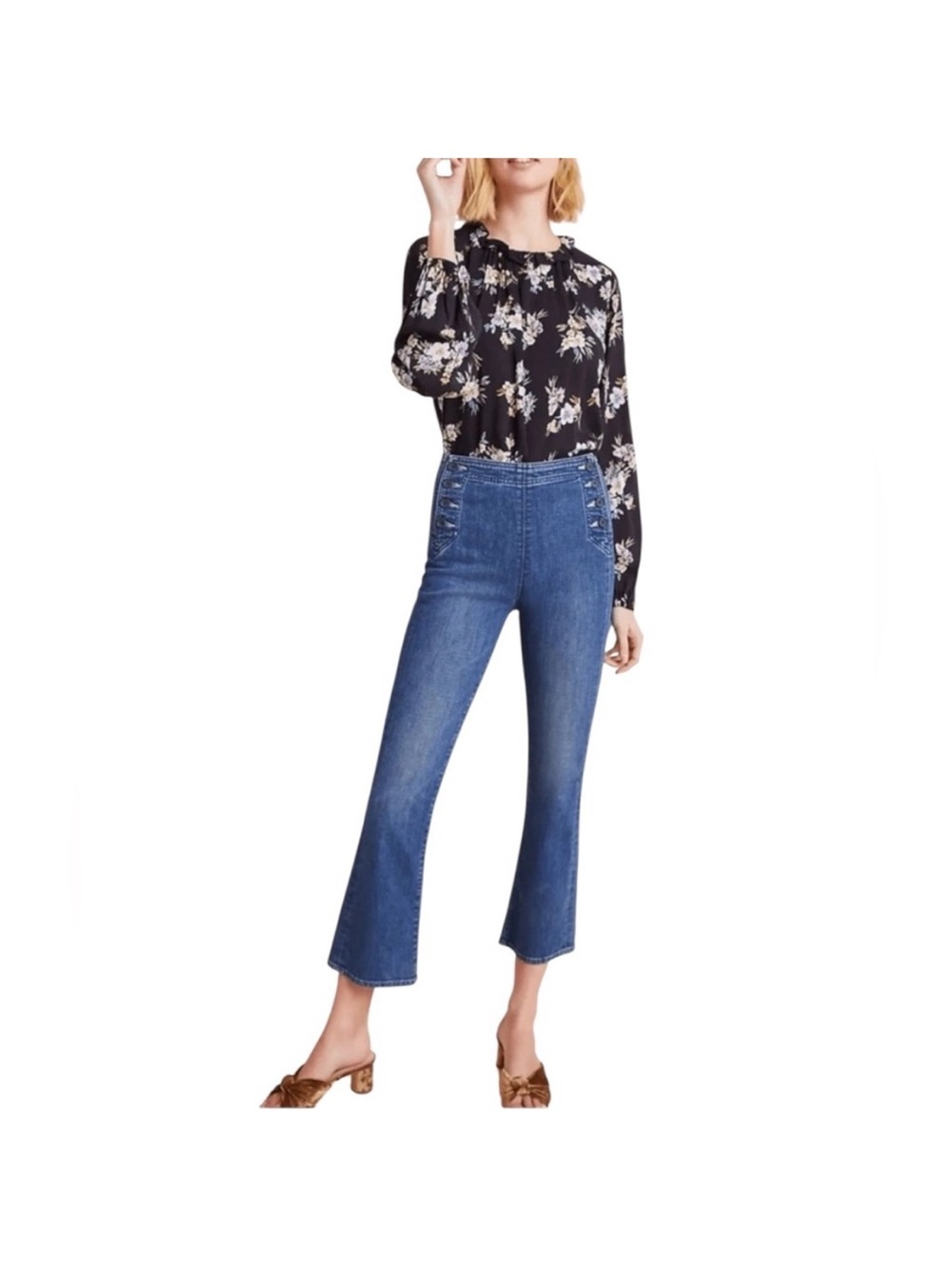 MOTHER Sailor Tripper High-Rise Cropped Flare Jeans size 28